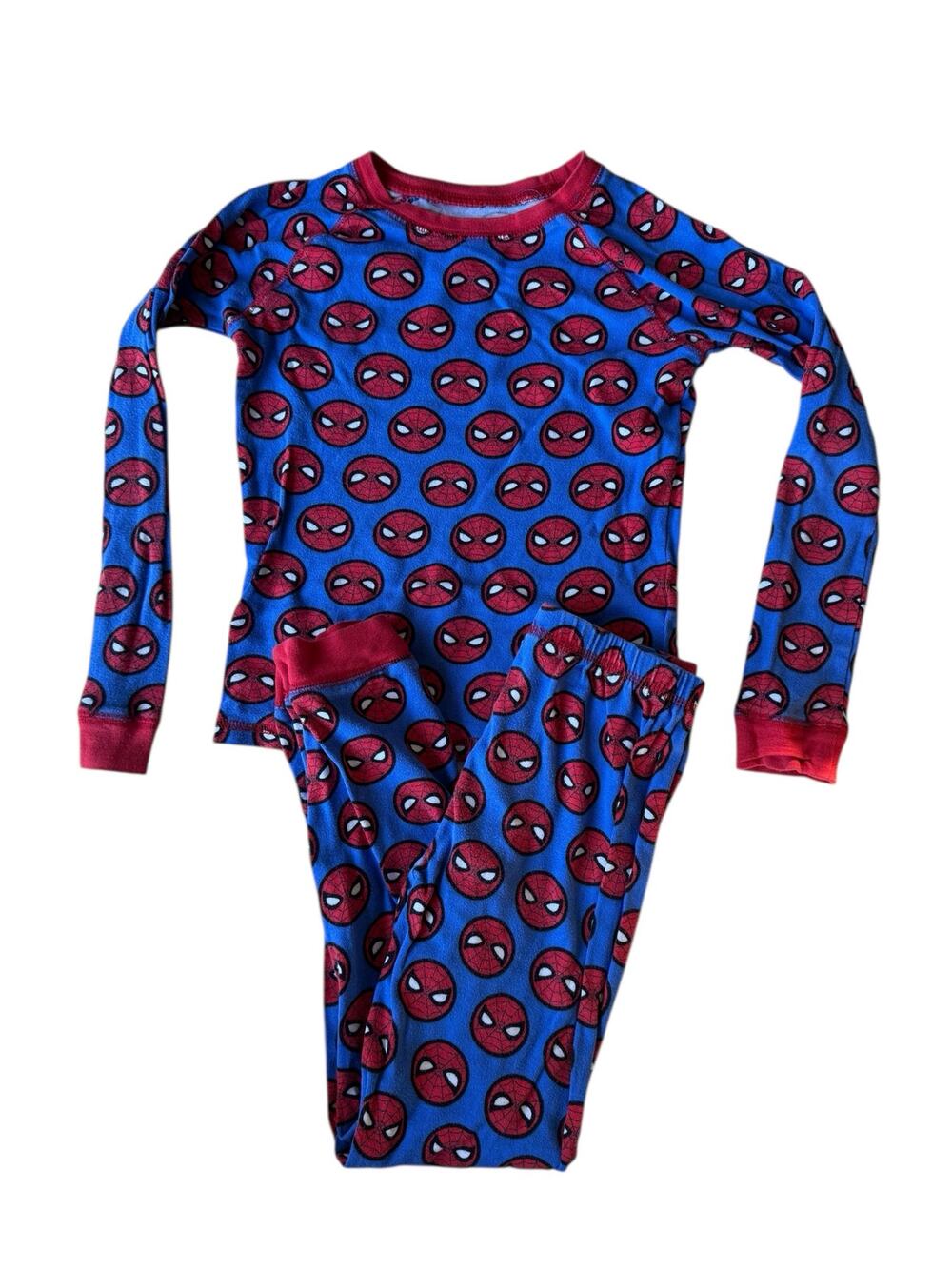 DISNEY MARVEL SpiderMan Blue Red Long John Pajama Set Size 10 140 Kids Cotton
